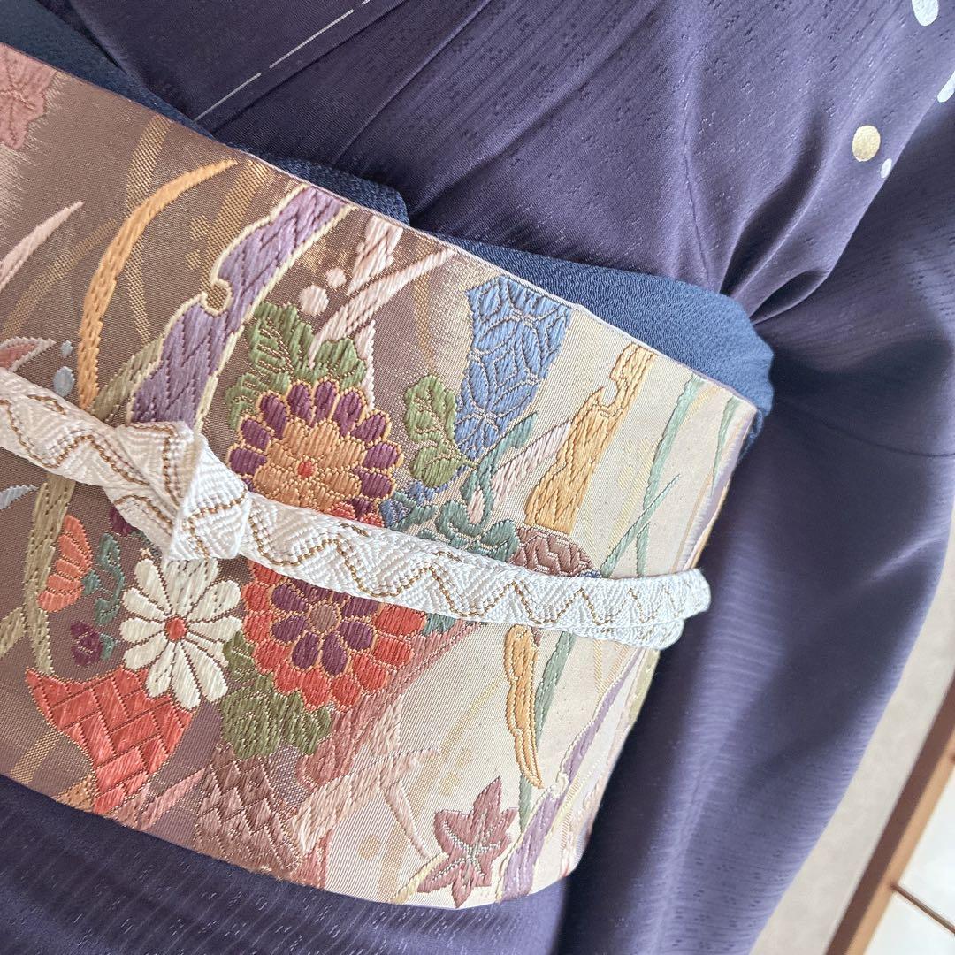 訪問着　フルセット　着物　正絹　ロング丈　しつけ糸付き　紫　梅の枝　結婚式　G9