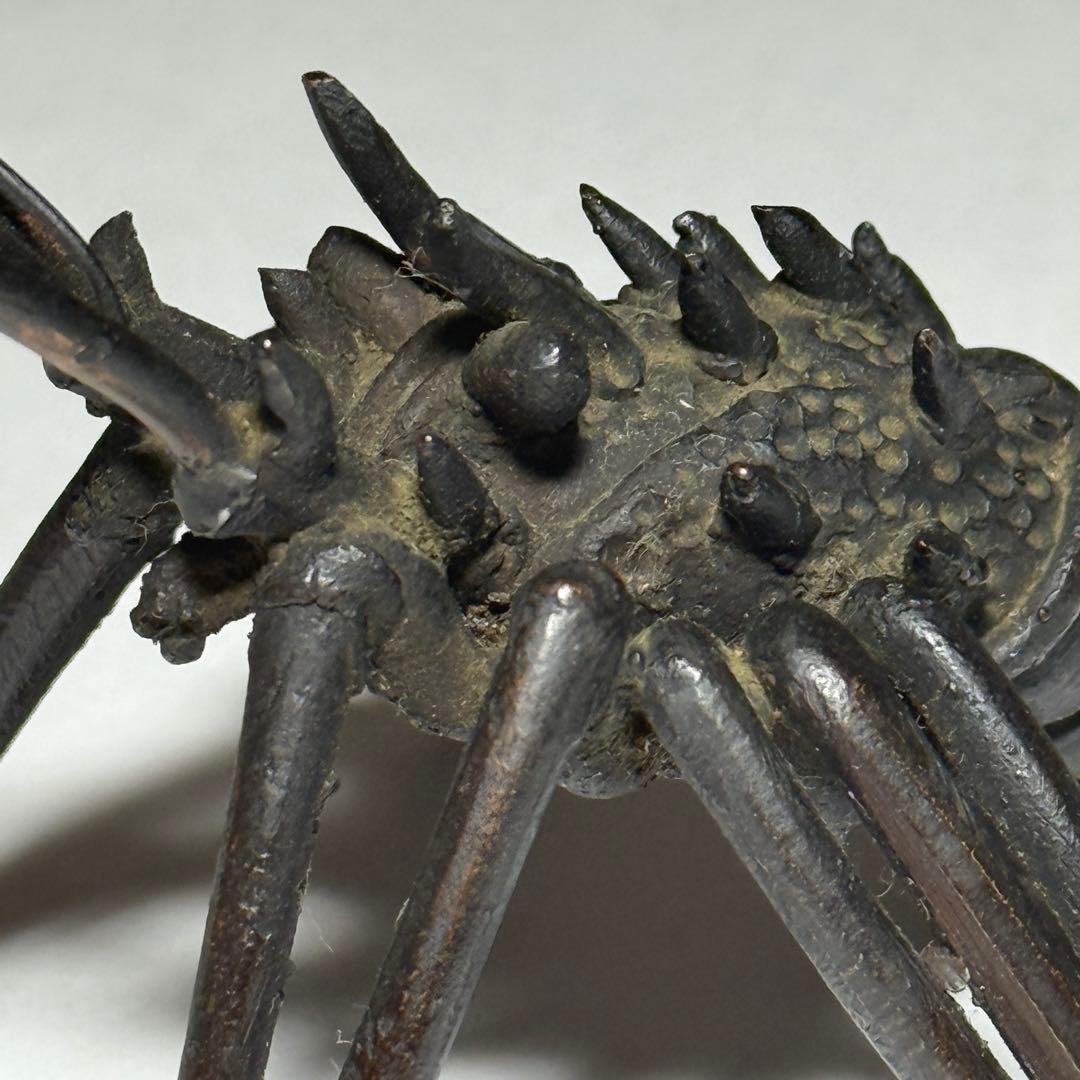 ◆古銅海老置物 山銅（やまがね） 桐箱付き 江戸時代◆