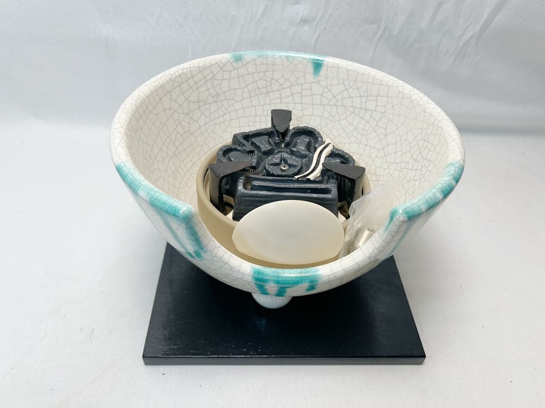 美品 茶道具 さつま織部 風炉型 野々田風炉型電熱器 松紋 筒釜