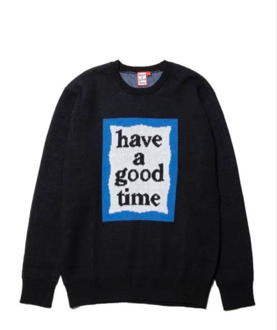 黒 ニットセーター have a good time