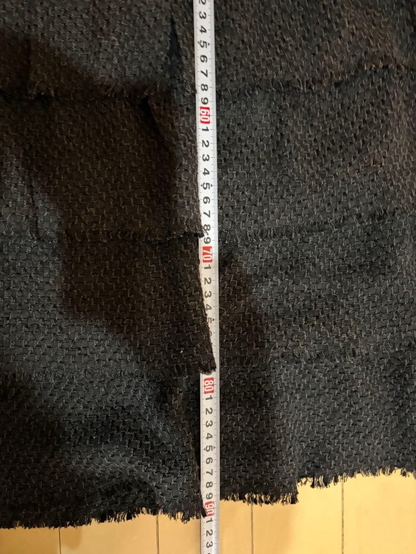 シャネルシャネル黒フリルワンピースサイズ42ツイード素材