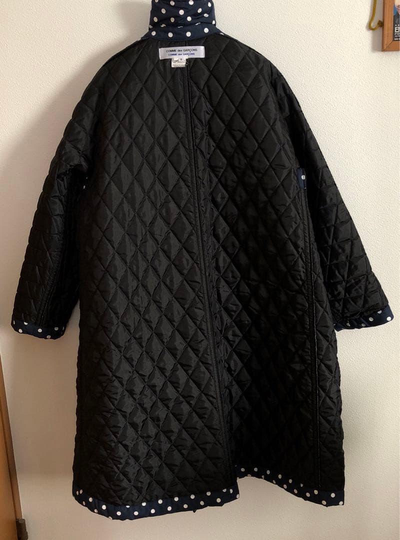 コムコム水玉模様 コート　ネイビー　S