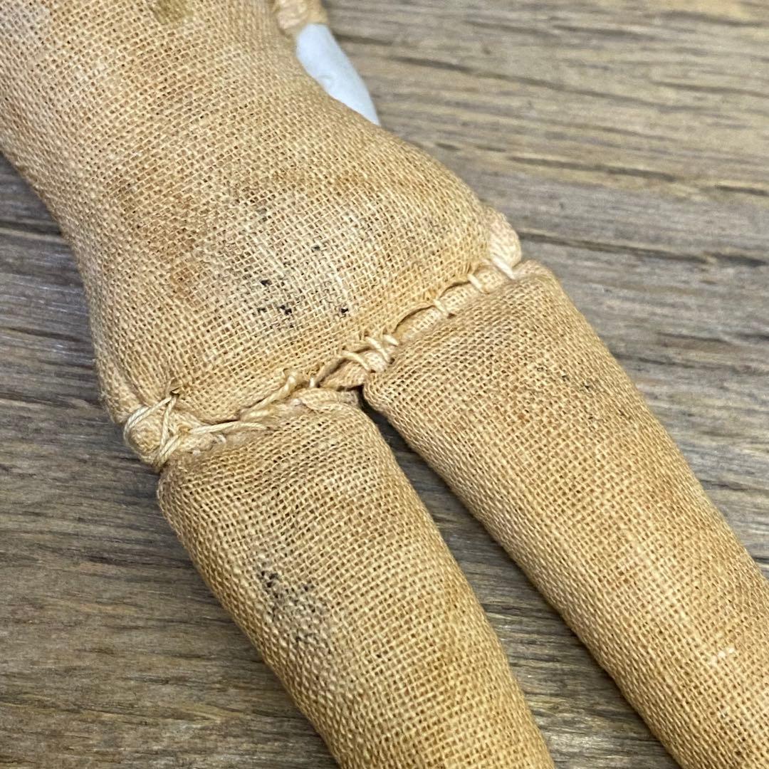 ドイツアンティーク チャイナヘッドドール 15cm ブロンド ビスクドールセット