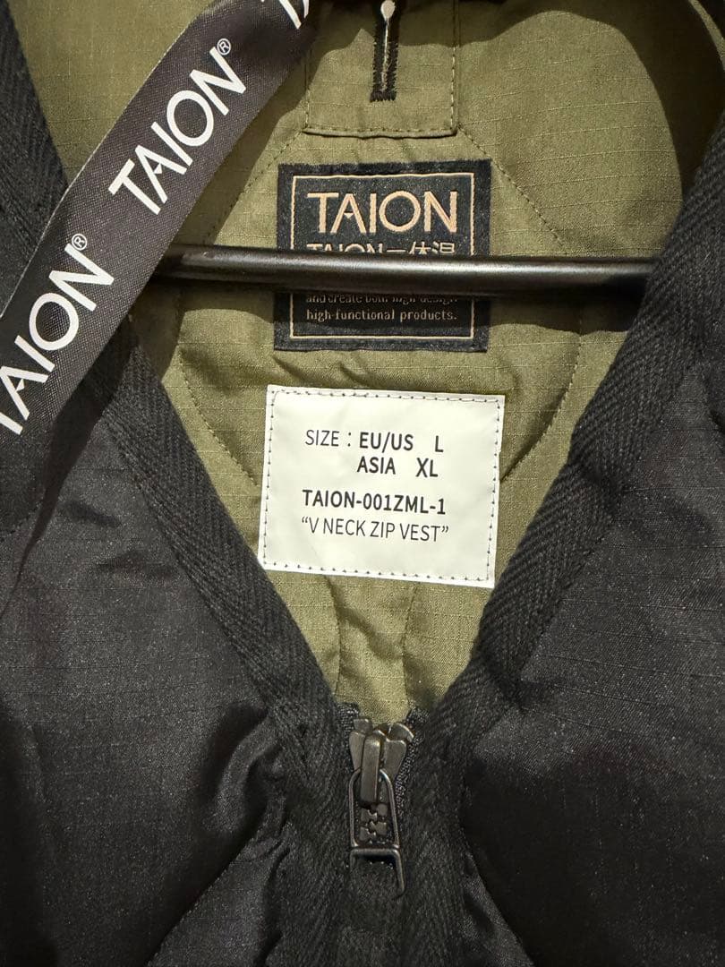 TAION タイオン ミリタリー Vネック ジップ ダウンベスト ユニセックス