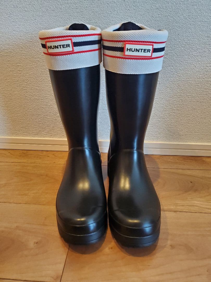 HUNTER ブラックラバーブーツ インナーソックス付き