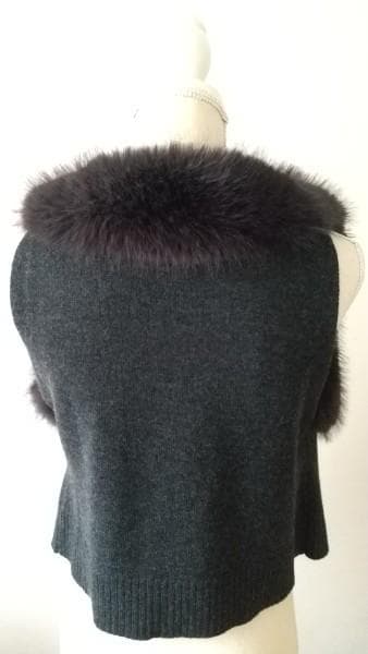 ☆Maglia Plus　ファー付き ウールベスト ダークグレー