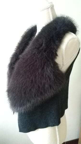 ☆Maglia Plus　ファー付き ウールベスト ダークグレー