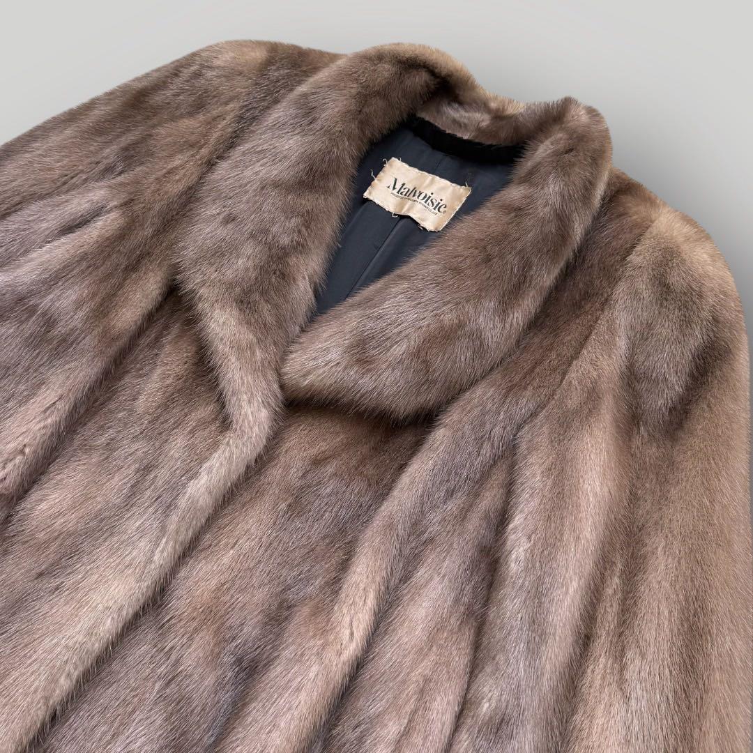 美品 ブルーアイリスミンク 本毛皮 リアルファーコート なめし柔らか サイズL