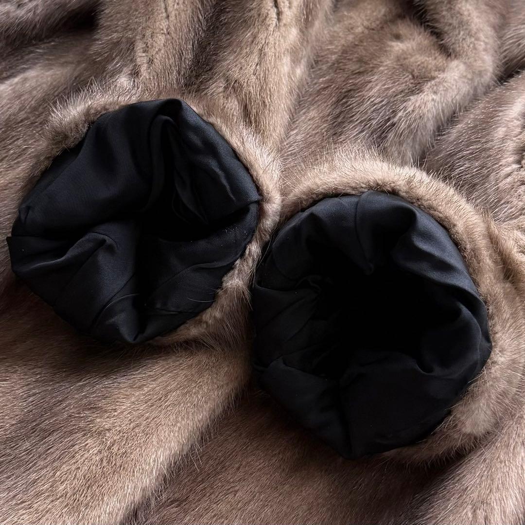 美品 ブルーアイリスミンク 本毛皮 リアルファーコート なめし柔らか サイズL