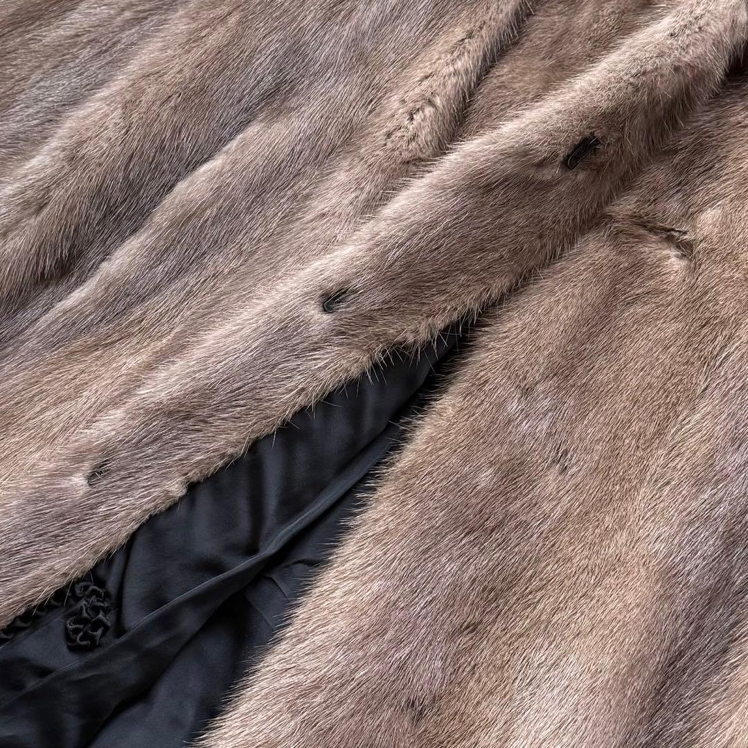 美品 ブルーアイリスミンク 本毛皮 リアルファーコート なめし柔らか サイズL