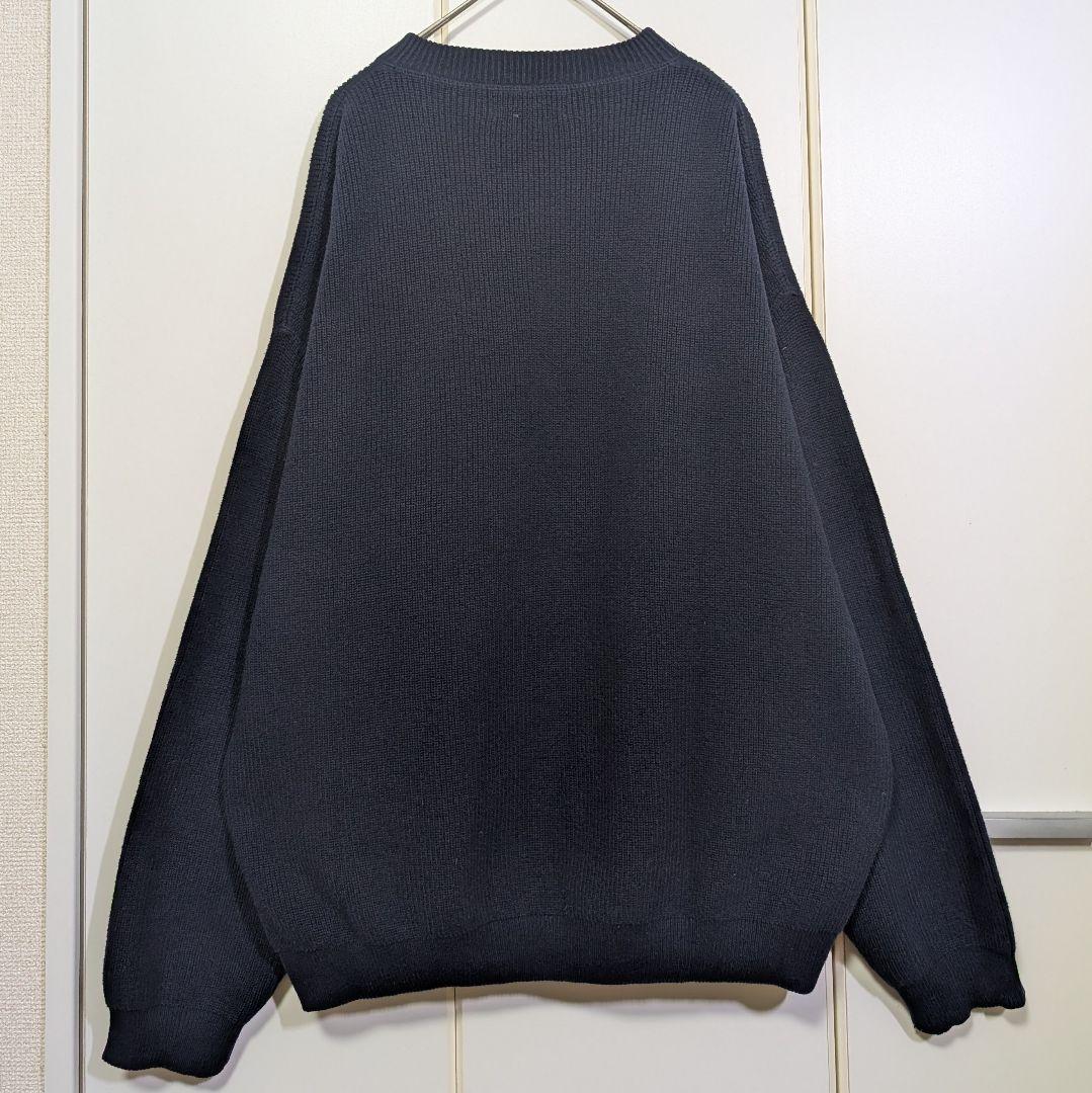 【白タグ】Eddie Bauer エディーバウアー ヘンリーネックニット 紺