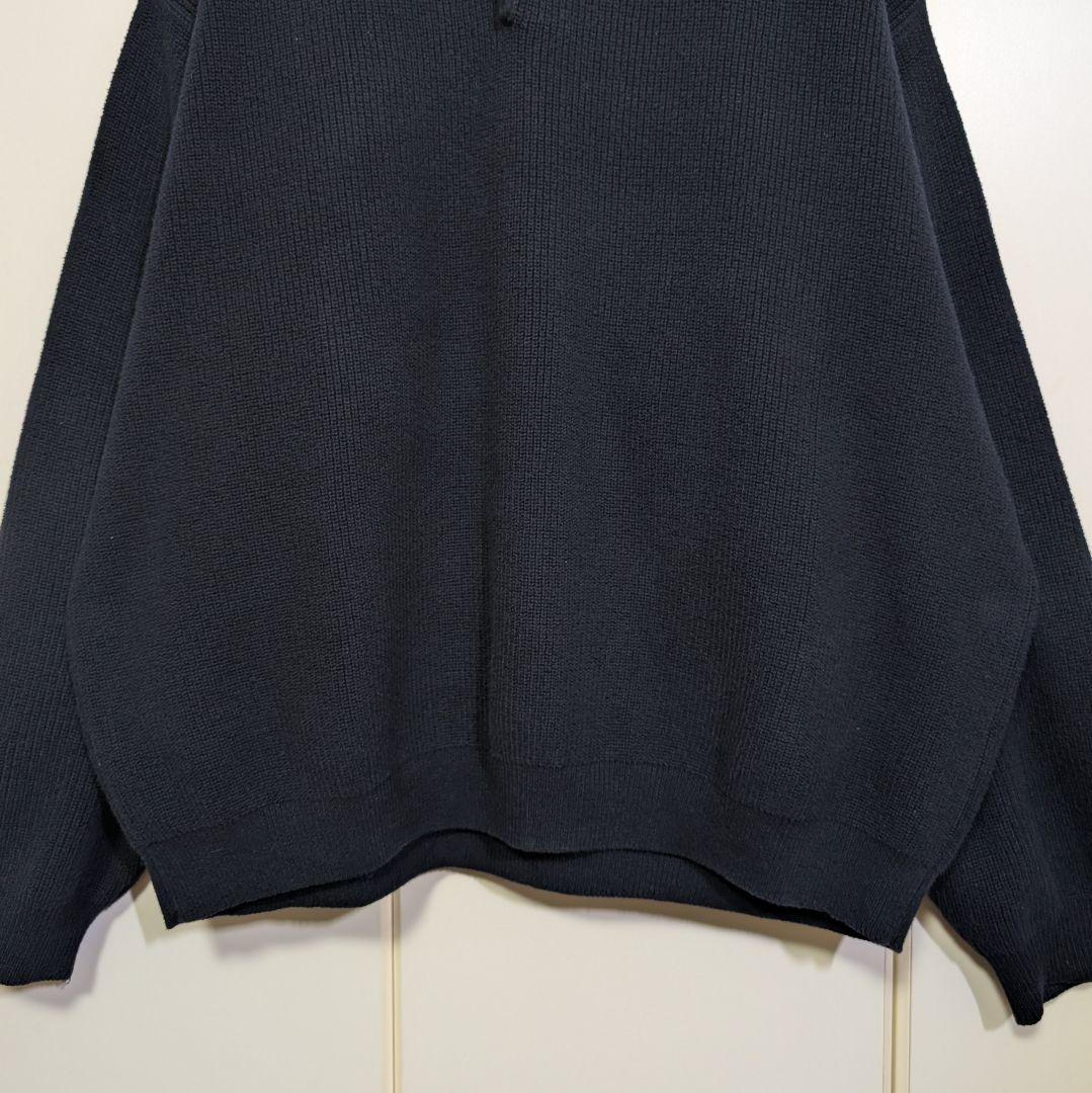 【白タグ】Eddie Bauer エディーバウアー ヘンリーネックニット 紺