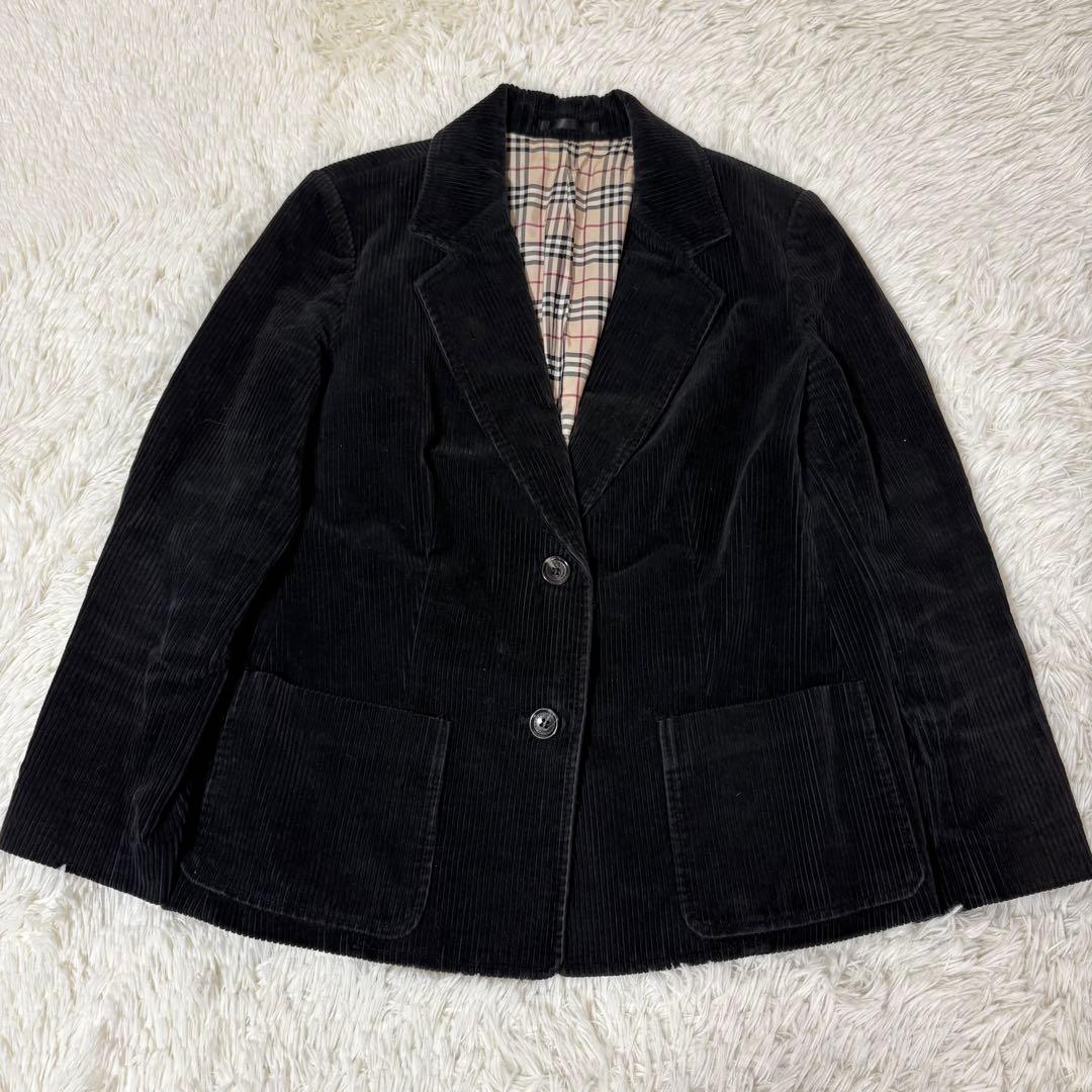 バーバリーロンドン コーデュロイ ジャケット ノバチェック 黒 大きいサイズ