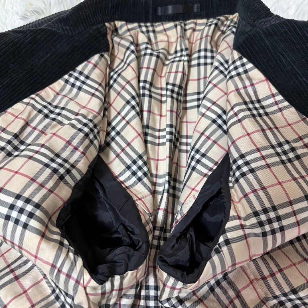 バーバリーロンドン コーデュロイ ジャケット ノバチェック 黒 大きいサイズ
