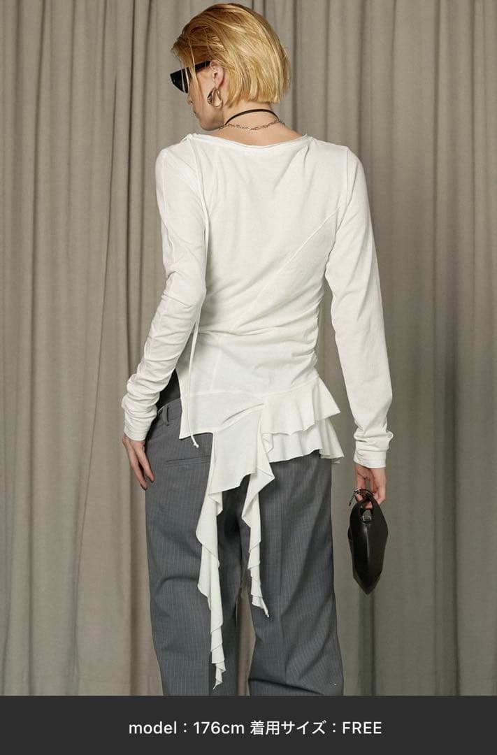 prank project ／ ラッフルヘムアシメトップス (ホワイト)