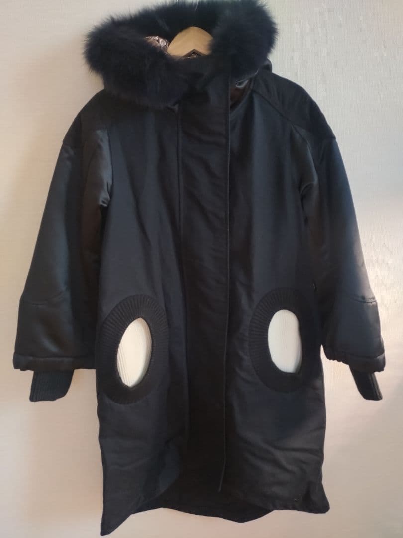 ツモリチサト アマモールモッズコート フォックスファー ライナー ブラック