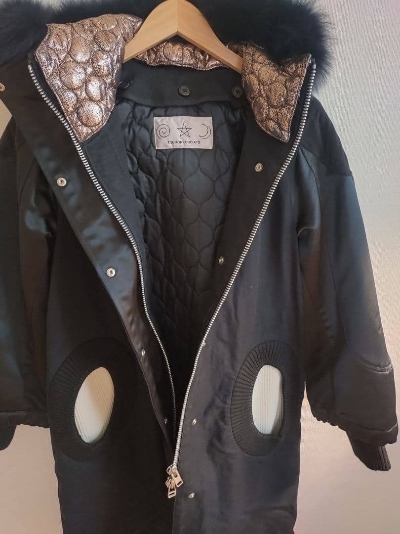 ツモリチサト アマモールモッズコート フォックスファー ライナー ブラック