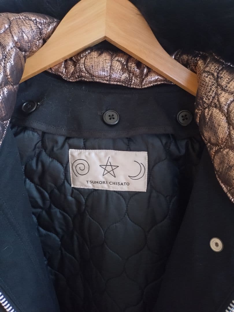 ツモリチサト アマモールモッズコート フォックスファー ライナー ブラック