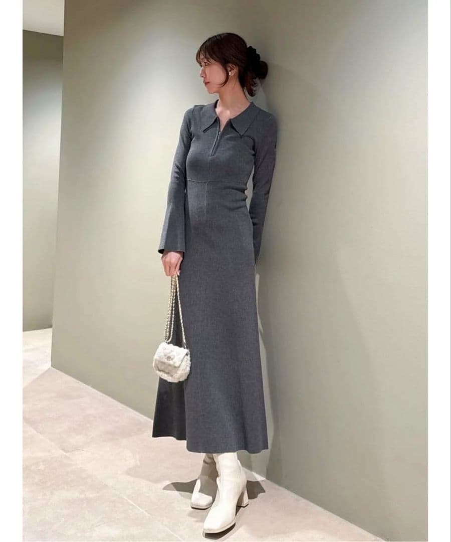 【新品タグ付】Sustainableスキッパーニットワンピース