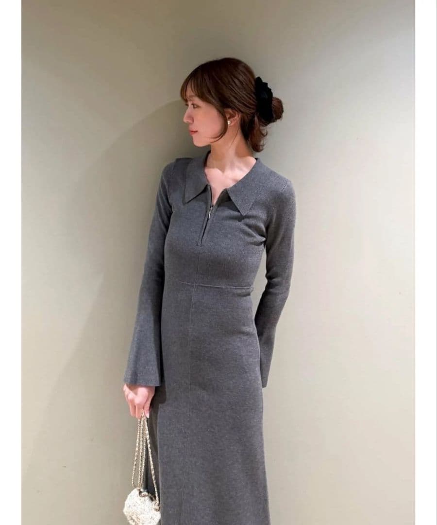 【新品タグ付】Sustainableスキッパーニットワンピース