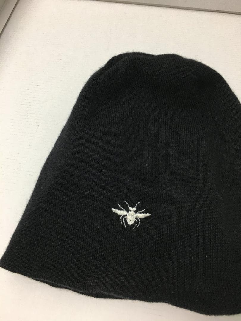 ディオールオム 美品 希少 蜂 bee ニット キャップ ビーニーキャップ 黒
