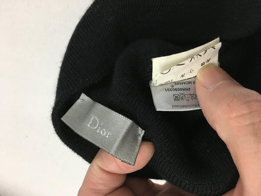 ディオールオム 美品 希少 蜂 bee ニット キャップ ビーニーキャップ 黒