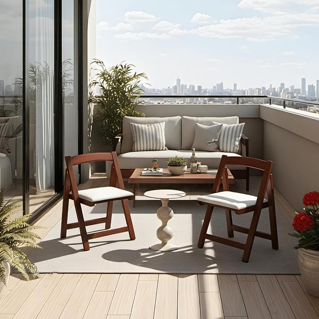 折りたたみ椅子 木制レザーシート フットレスト付き 防水キャンプチェア