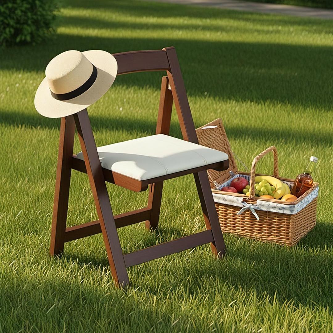 折りたたみ椅子 木制レザーシート フットレスト付き 防水キャンプチェア
