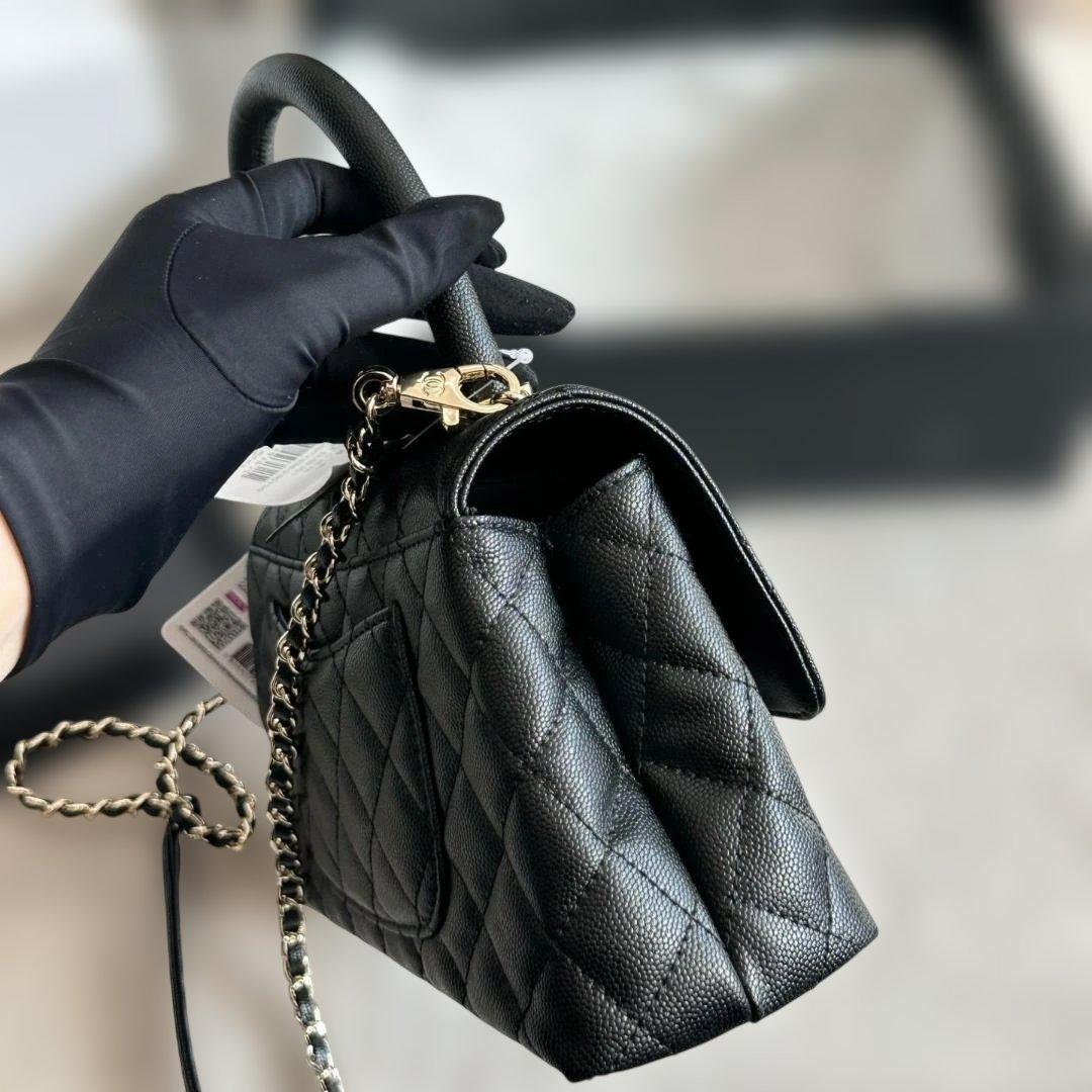 coco handle 23 ブラック キルティング バッグ