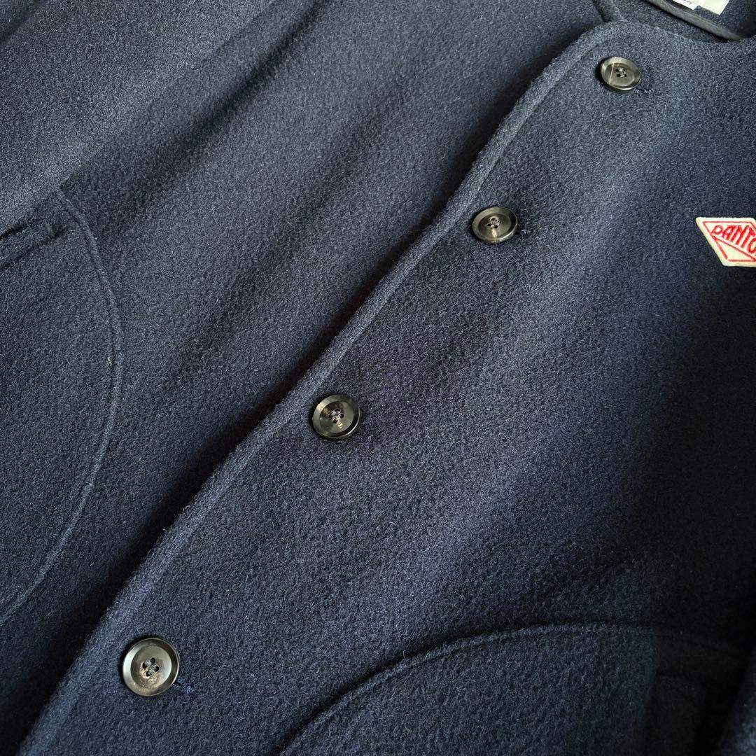 美品✨ DANTON ウールモッサ ノーカラージャケット 紺38 丸ポケット