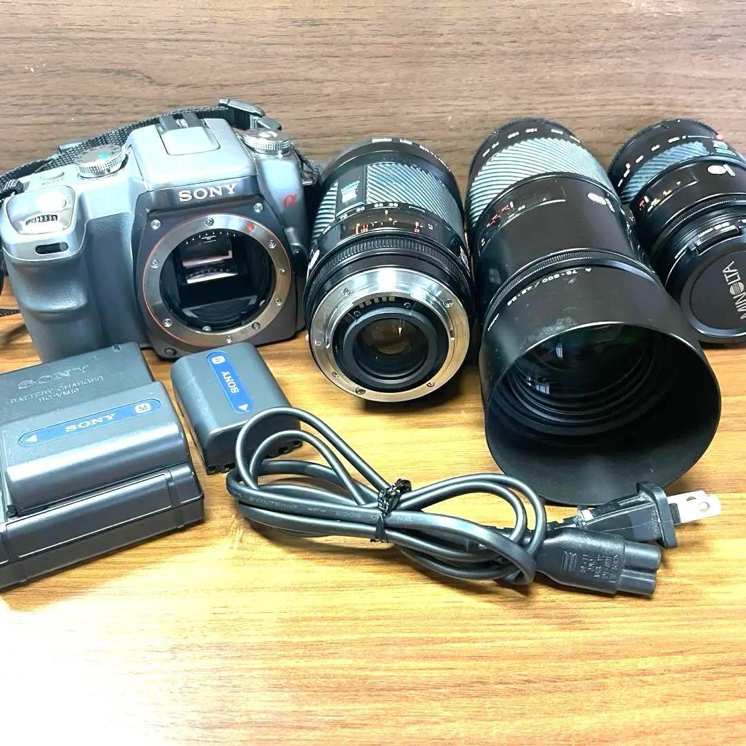 【稼働品】SONY α100本体＋望遠＆マクロ対応レンズ3本