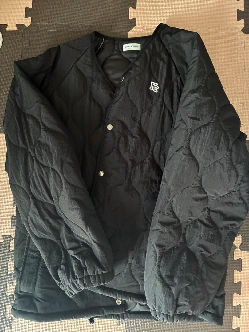木梨サイクル　キルティングノーカラージャケット 黒