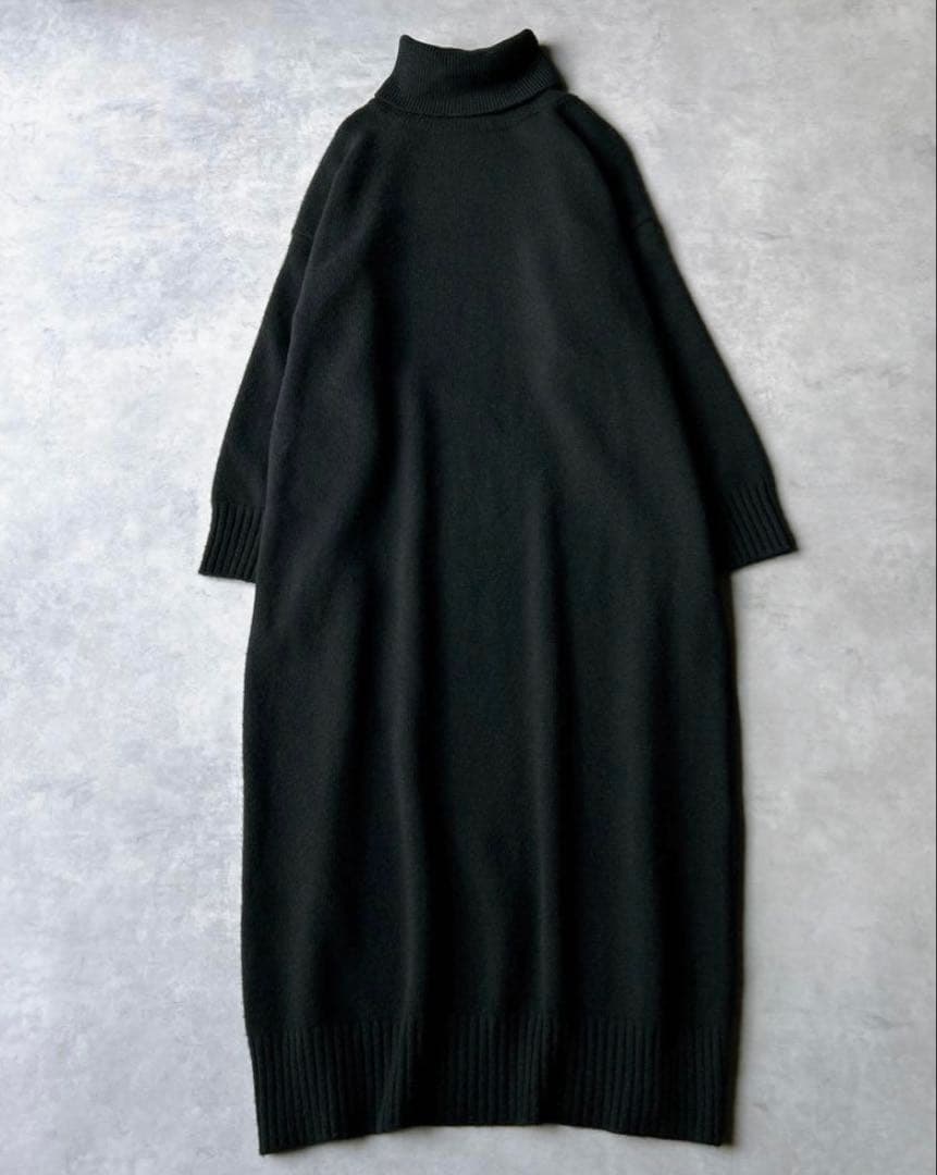 Deuxieme Classe カシミヤ混　タートルロングニットドレス　黒