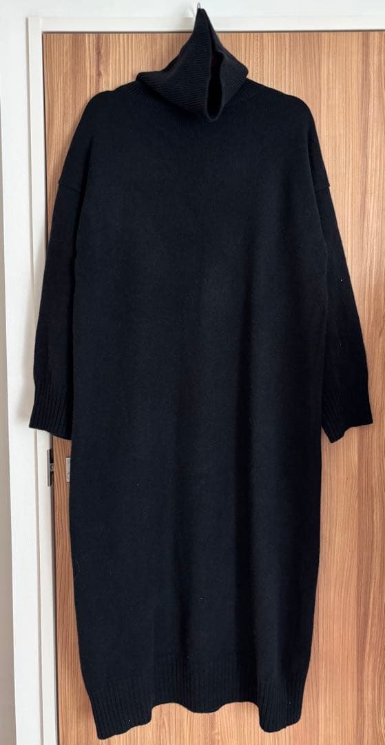 Deuxieme Classe カシミヤ混　タートルロングニットドレス　黒