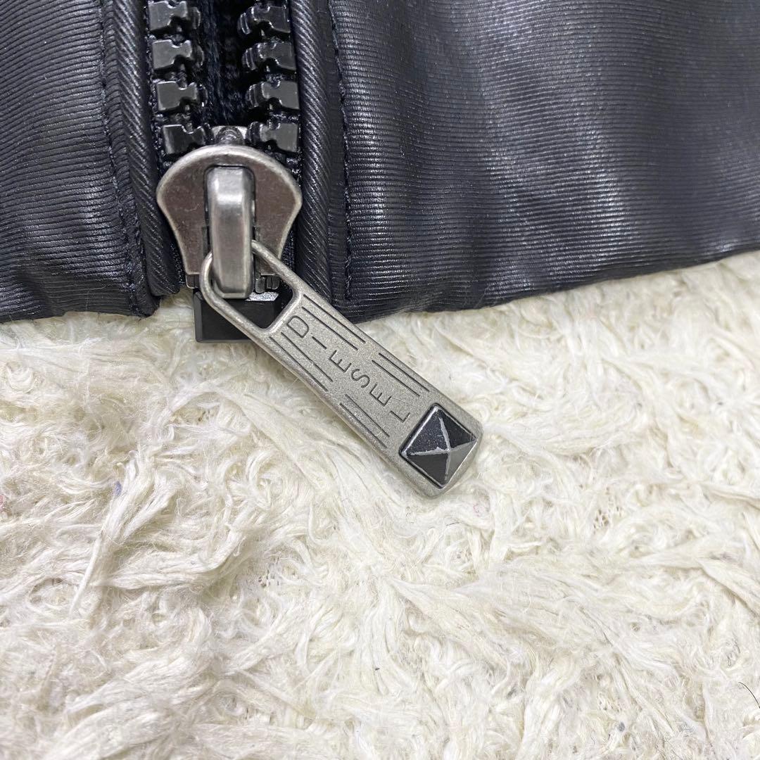 美品 ディーゼル ライダース ハイネック ブルゾン コーティング ブラック XS