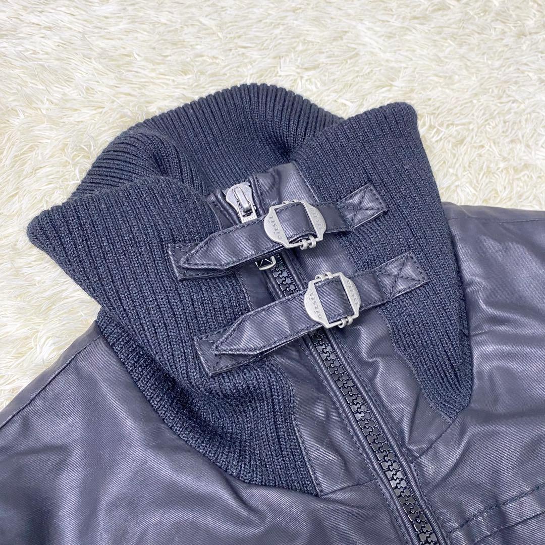 美品 ディーゼル ライダース ハイネック ブルゾン コーティング ブラック XS