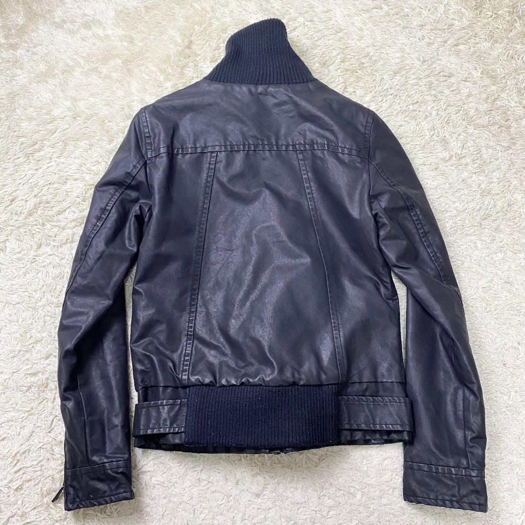 美品 ディーゼル ライダース ハイネック ブルゾン コーティング ブラック XS