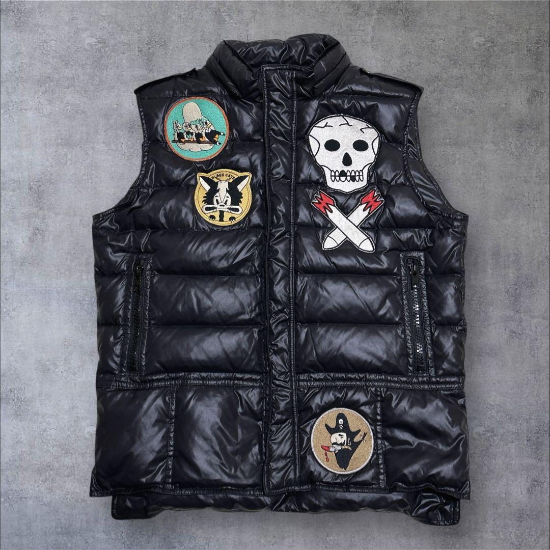 希少✨HYDROGEN Down vest skull black Y2K XL