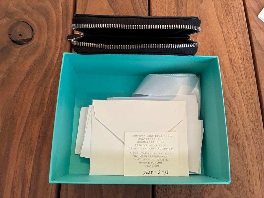 Tiffany&Co.ティファニースモールジップウォレットブラックレザー正規品