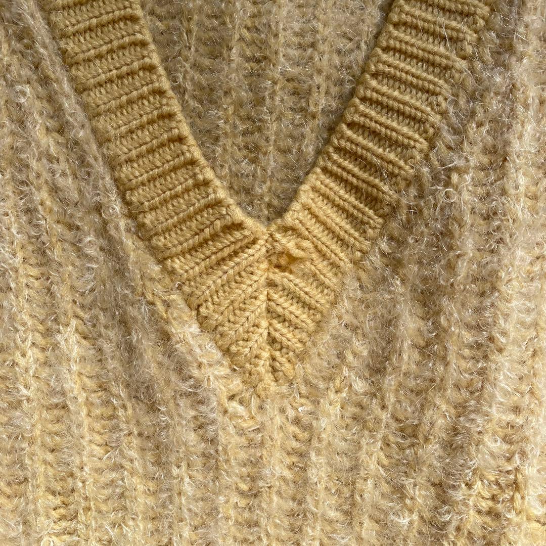 60s ビンテージ モヘア ニット 50s 70s イエロー 毛足長 ふわふわ