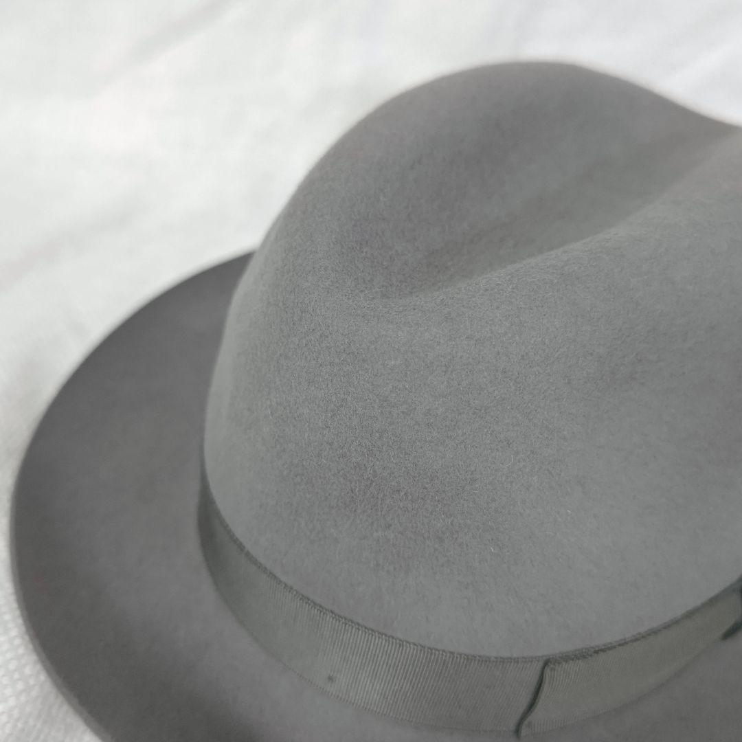 ボルサリーノBorsalinoラビットファーフェルト中折れハット帽子57グレー