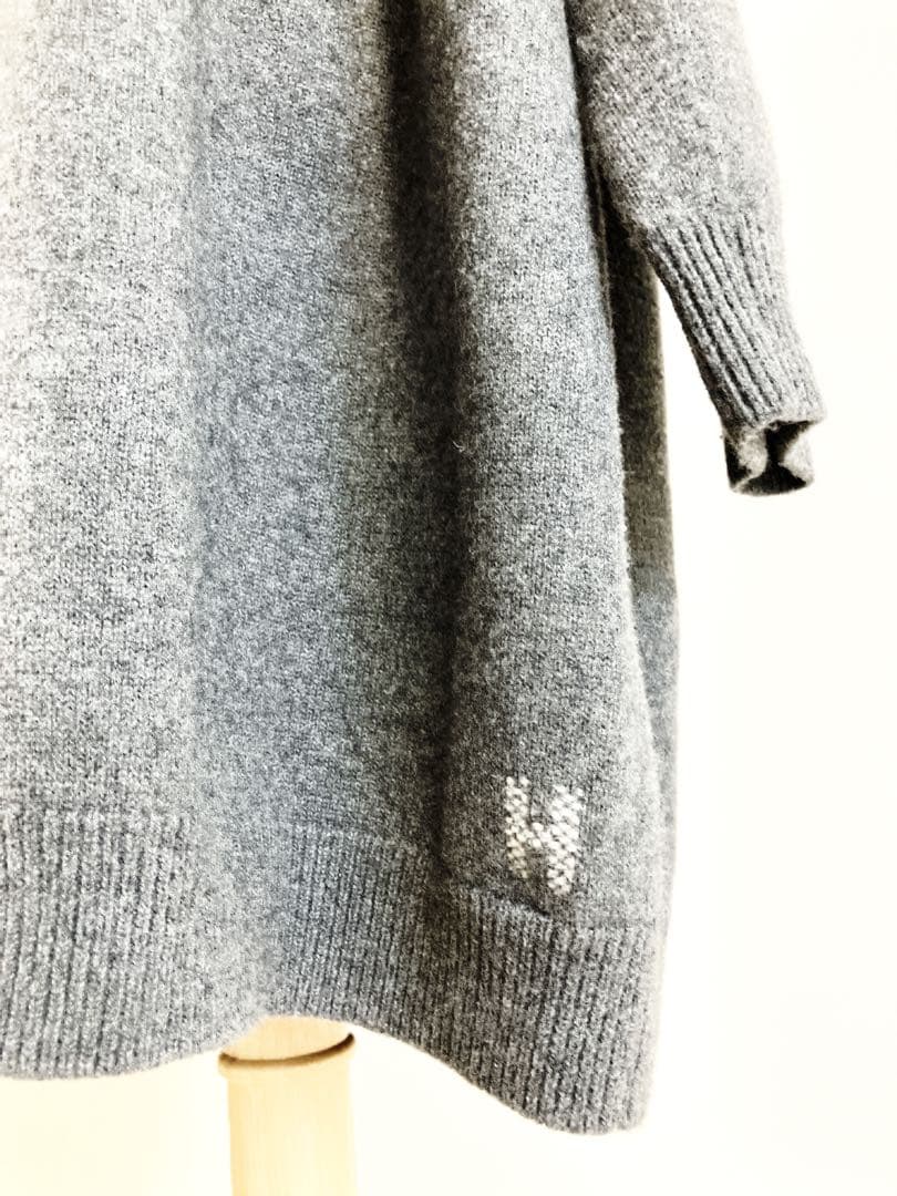 HERMES ロングカーディガン　コート　Hロゴ　ヴァージンウール