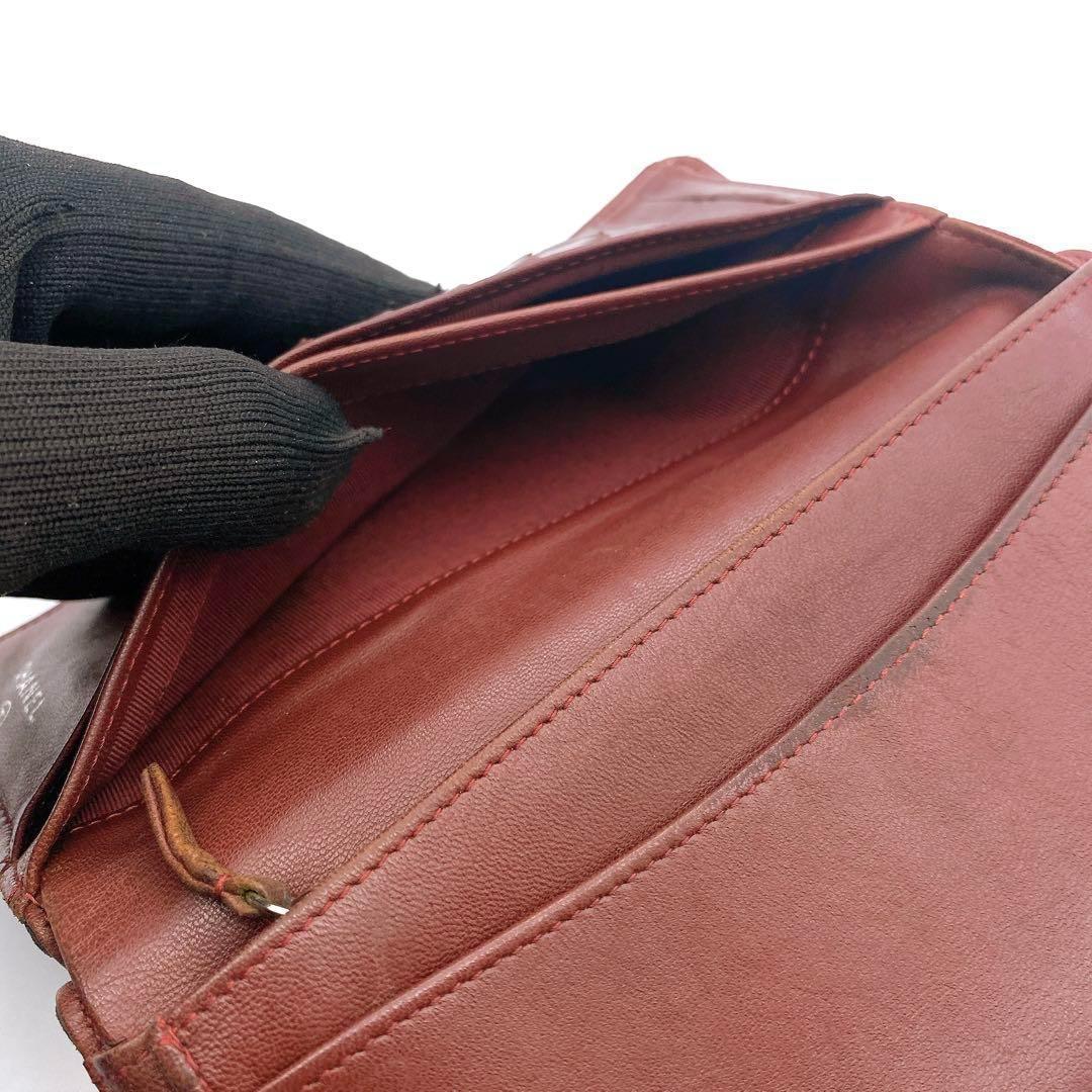 CHANEL シャネル ラムスキン マトラッセ 二つ折り 長財布 ココマーク 黒