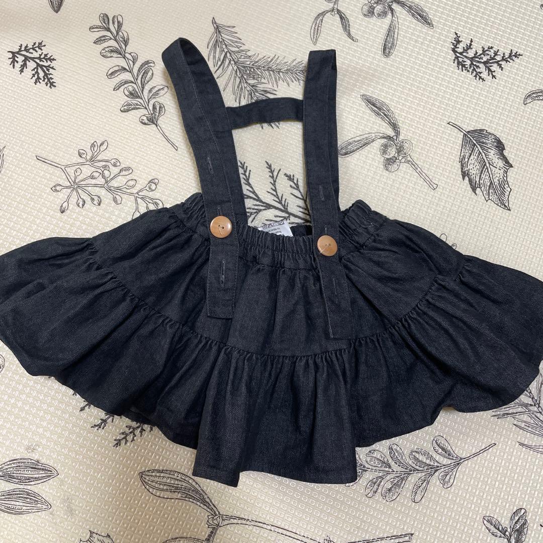 ボトムス wonny ribbon Black denim skirt S