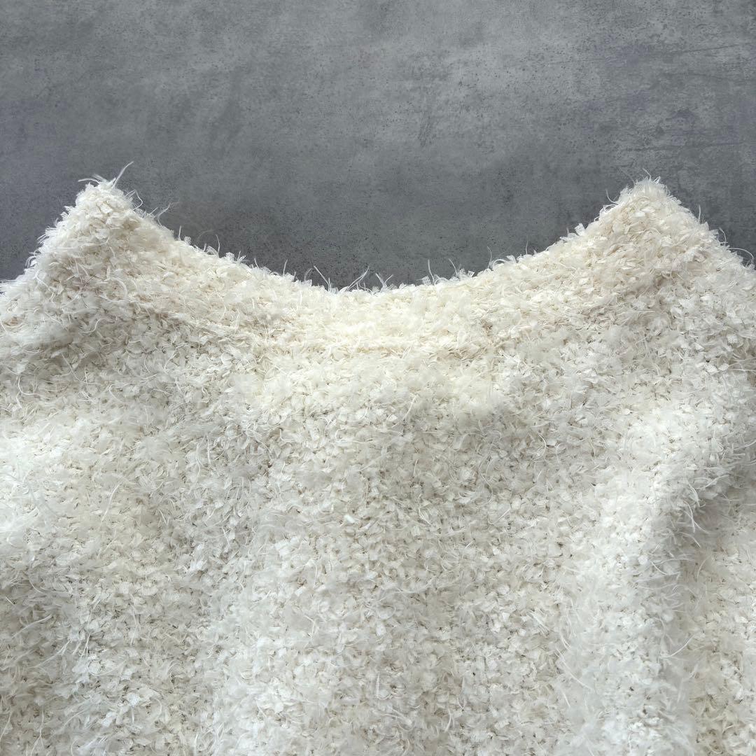 人気 ウィムガゼット ニット ツイード カーディガン ジャケット 白 ホワイト