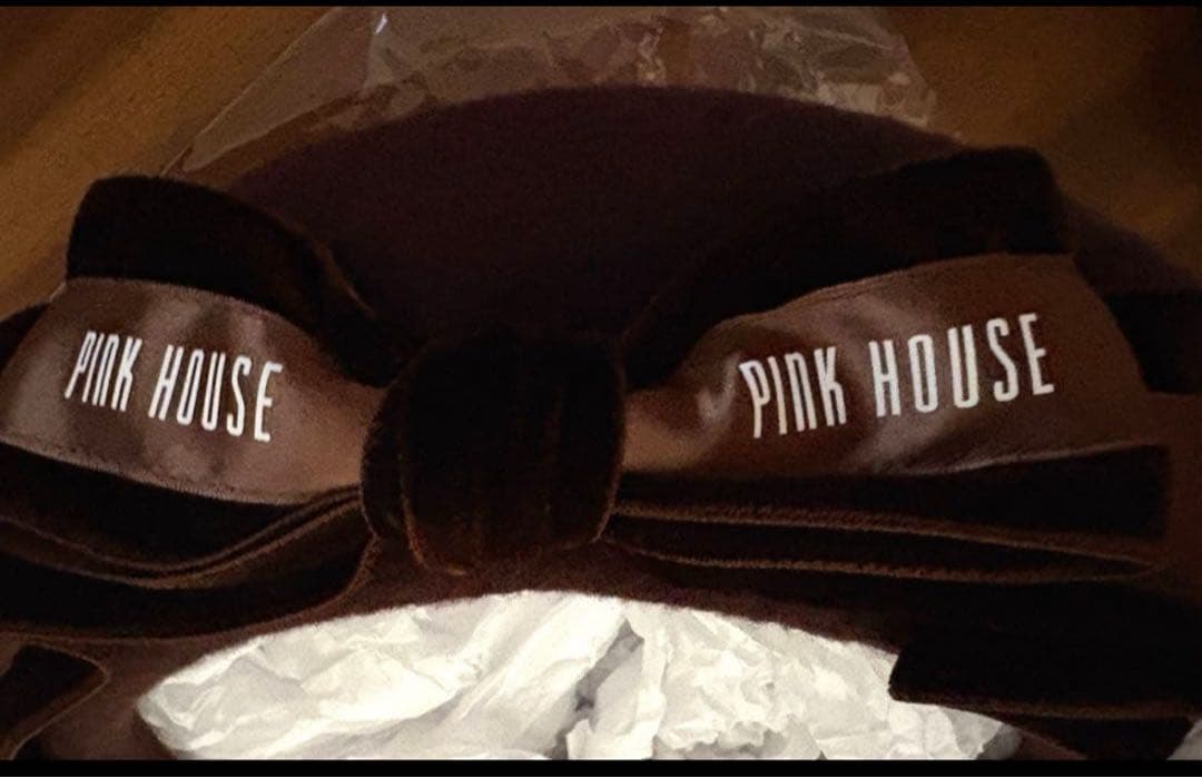 青木美沙子ピンクハウスコラボオリジナルロゴリボンベレー帽