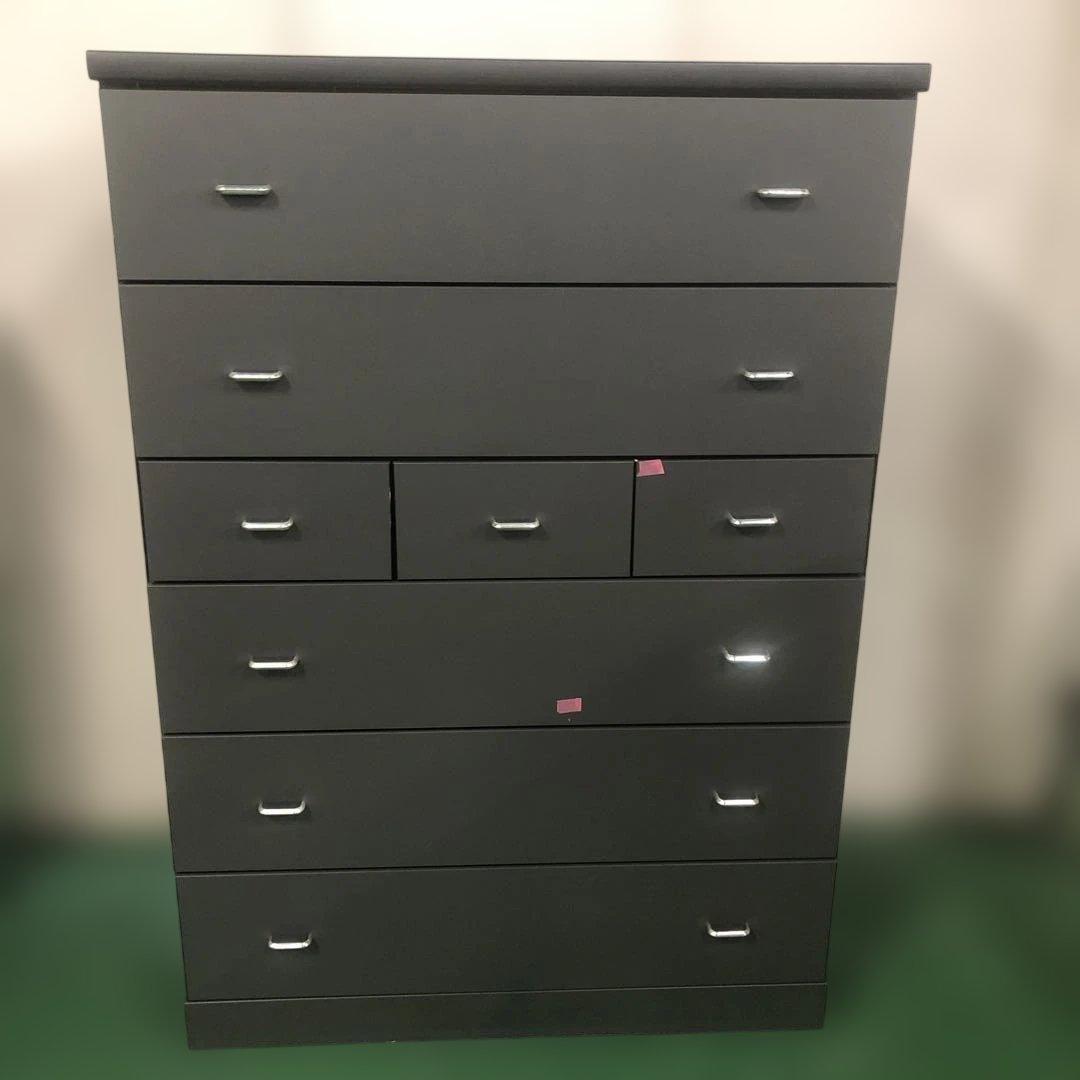 ダークグレー木製チェスト 6段引き出し タンス 収納 家具