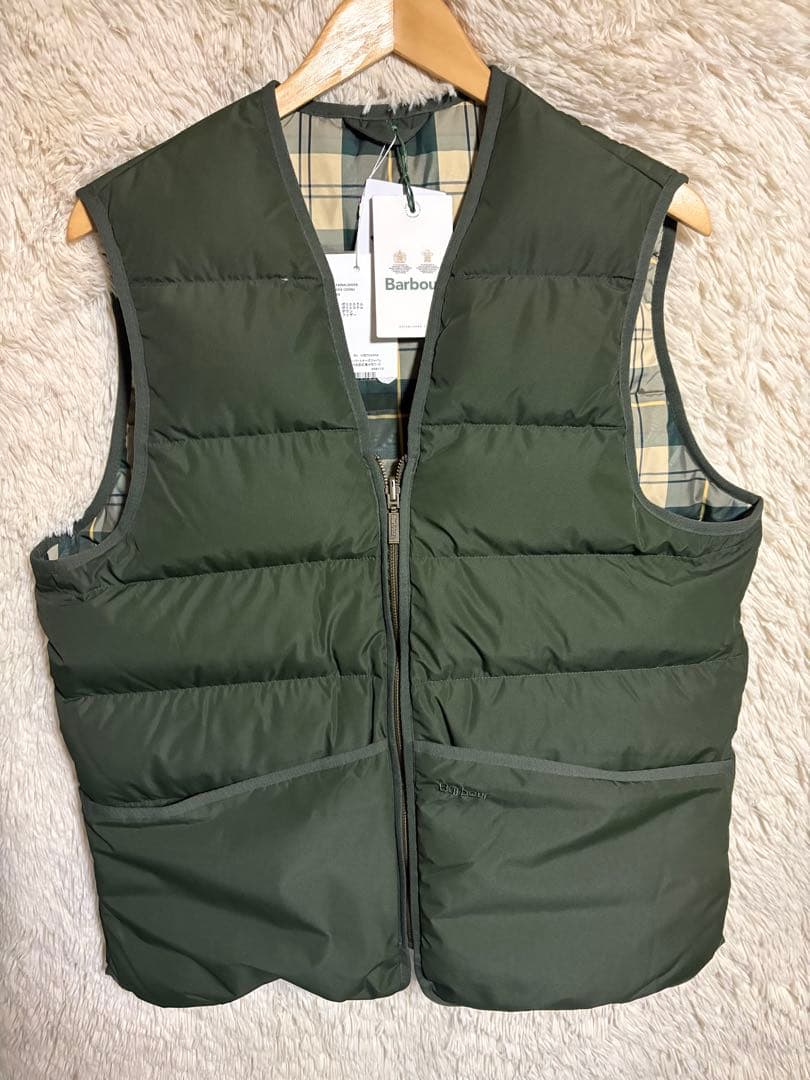 新品未使用 タグ付き　Barbour チェックダウンベスト リバーシブル　M