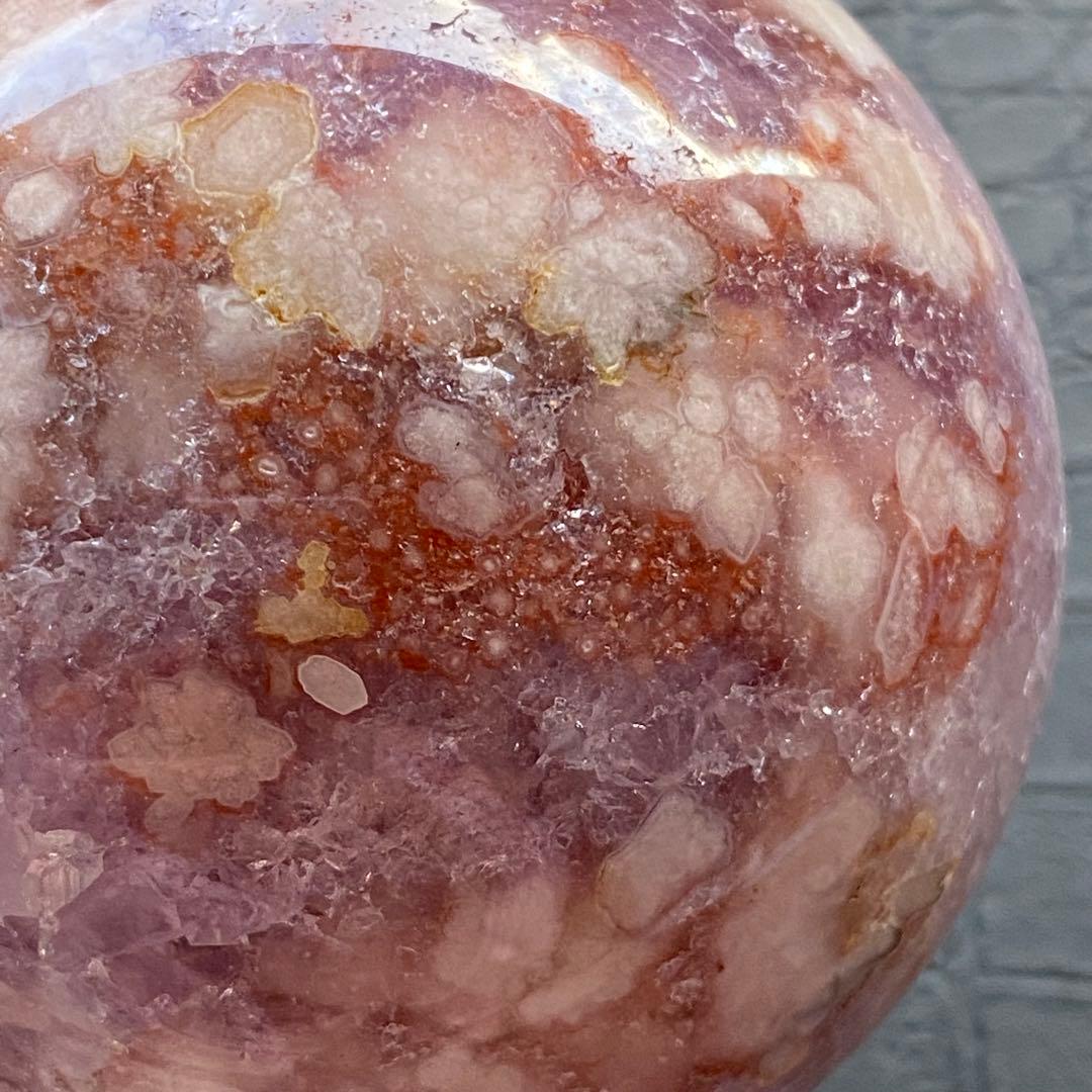 美しいパープルピンク❣️\"ピンクアメジスト&桜めのう\"の大玉73.5mmスフィア❣️