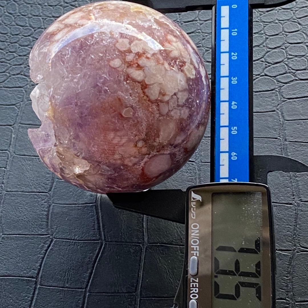美しいパープルピンク❣️\"ピンクアメジスト&桜めのう\"の大玉73.5mmスフィア❣️